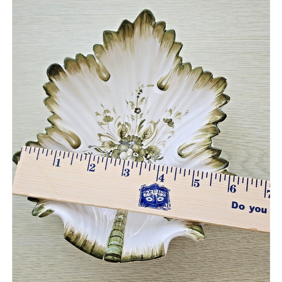 CANDY/TRINKET DISH-Vintage-Hand Painted-Italian-Green White-Palm Tree - Picture 8 of 11